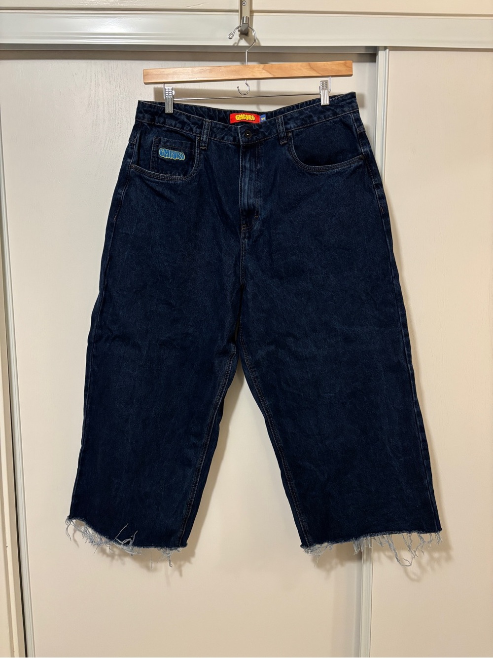 Y2K Empyre Mens Extreme Baggy Jeans Size 34 Dark Indigo Relaxed Skate Wide Leg